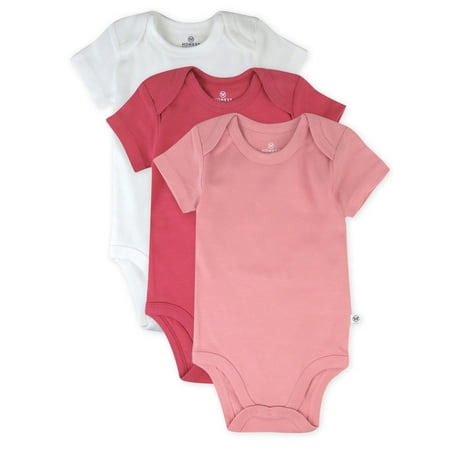 Honest Baby Clothing Baby Boy or Girl Gender Neutral Organic Cotton Short Sleeve Bodysuits, 3 Pack (Preemie-24 Months)