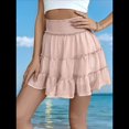 thumbnail image 4 of Faldas de Verano para Mujer, con Volantes, de Cintura Alta, Informales, Estilo Bohemio, para Playa, con Pantalones Cortos Incorporados, Color Rosa, Talla L, 4 of 7