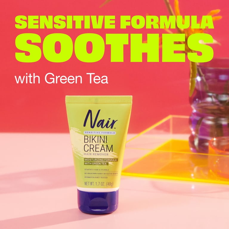 Nair Sensitive Bikini Cream Hair Remover, 1.7 oz, Green Tea