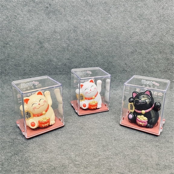 Dserhfy Welcome Lucky Cat Figurine Shaking Hand Plastic Chinese Style Light Energy Fortune Cat Statue for Desktop