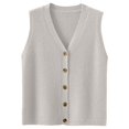 thumbnail image 4 of TrendOFT Womens Knit Vests Sleeveless V Neck Button Ribbed Casual Summer Layering Top Layering Vest Light Gray S, 4 of 4