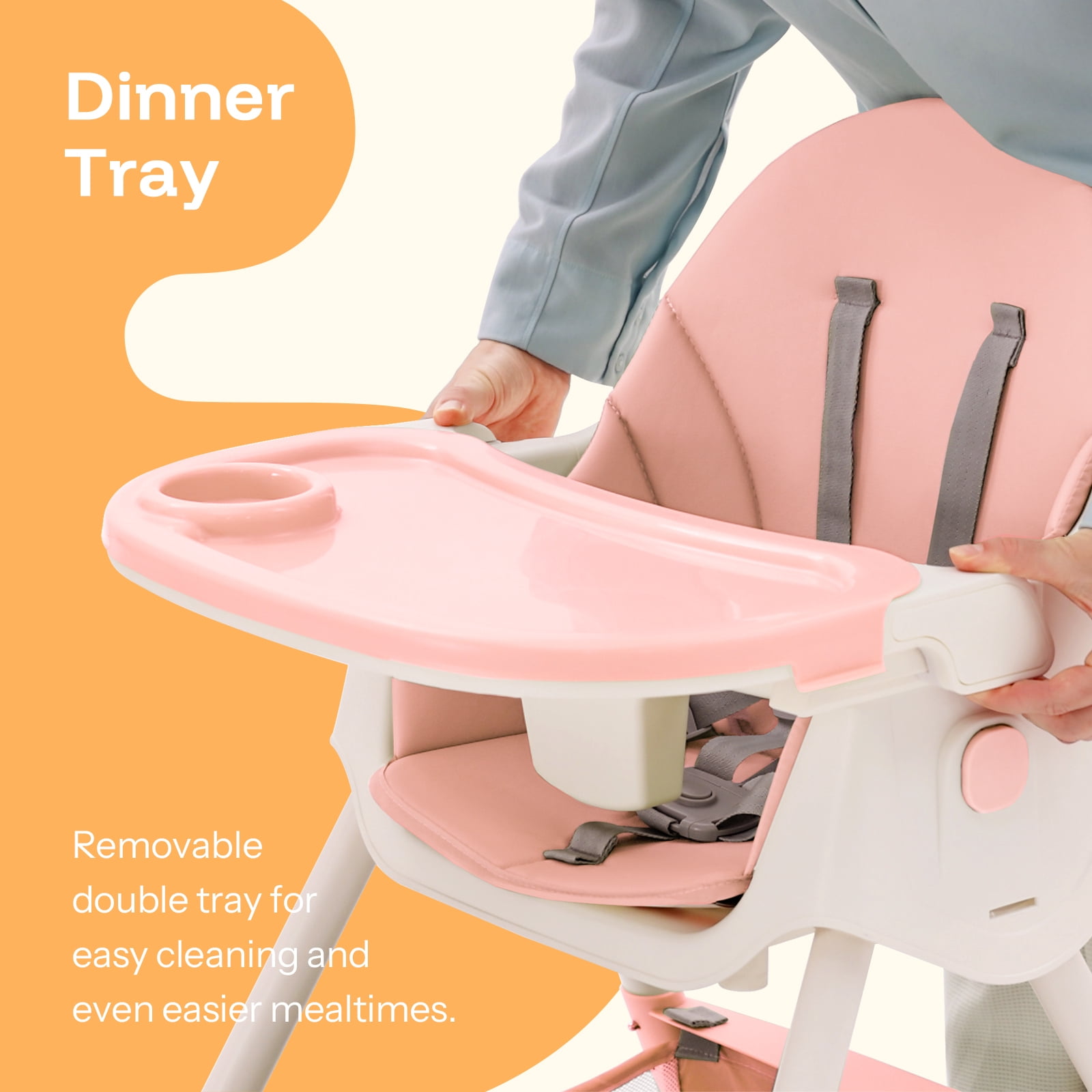 HARPPA 4-in-1 Convertible High Chair for Babies and Toddlers, Feeding Chair for Infant,Pink