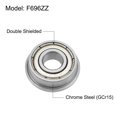 thumbnail image 3 of F696ZZ Flanged Ball Bearing 6x15x5mm Double Shielded Chrome Steel Flange Bearings, 4 Packs, 3 of 5