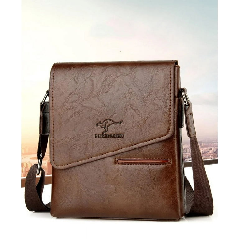 Summer Luxury Kangaroo Messenger Bags Men Leather Casual Crossbody Bag For Men Business Shoulder Bag Male Small Handbag Brown