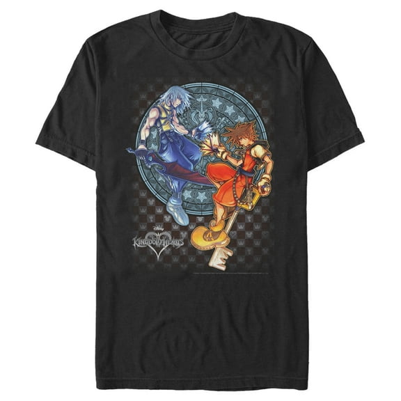 Men's Kingdom Hearts Chain of Memories Hero Duo Stained Glass Graphic Tee Black Small