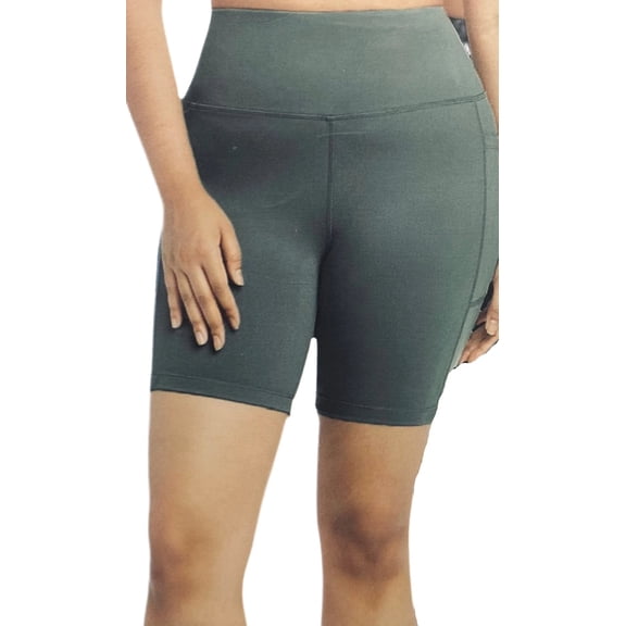 Danskin Women's 2-Pack High Waist Contoured Seams Bike Shorts, Black/Plum Small