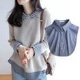 thumbnail image 2 of Zhengup Striped Detachable Fake Collar Half Shirt Blouse Dickey Collar Faux False Collar Elegant for Women Girls, 2 of 3