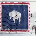 thumbnail image 1 of Ambesonne Wyoming Shower Curtain, Old Postage Stamp Like Flag, 69"Wx75"L, Night Blue Dark Pink, 1 of 3