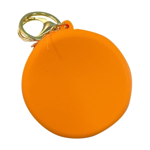 Xfvqtps Coin Purse Casual Portable New Exquisite Solid Color Zipper Silica Gel Rotundity Mini Wallet Orange