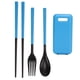 thumbnail image 1 of Juego de vajilla de plástico ABS, cuchara, tenedor, palillos que contienen vajilla plegable portátil para exteriores, color azul, 1 of 8