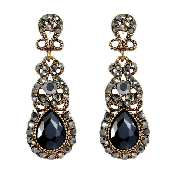 Mightlink 1 Pair Retro Shining Inlaid Drop Earrings Sparkling Chandelier Wedding Bridal Long Dangle Earrings Jewelry Gift