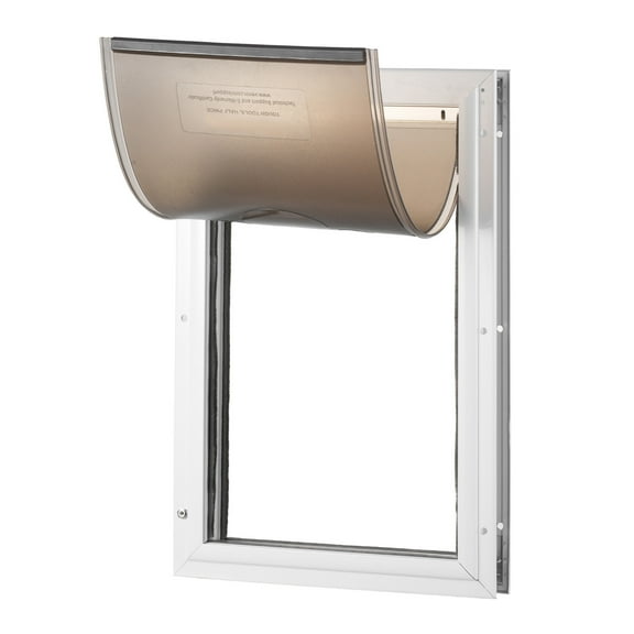 KFFKFF Pet Door for Door with Lock 16.65" x 27.44" Aluminum Casing with Secure Lock and Flap Mechanism, Climate-Resistant Canine Entrance, Simple to Set Up in Indoor or Outdoor Portals