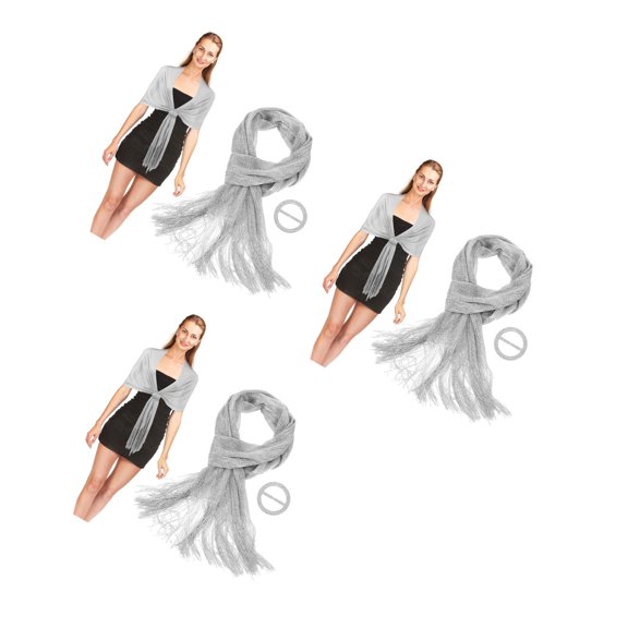 OUNONA HOMEMAXS 3pcs Silver Shawl Shoulder Wraps for Women Dressy Wedding Scarf for Formal Dress Party