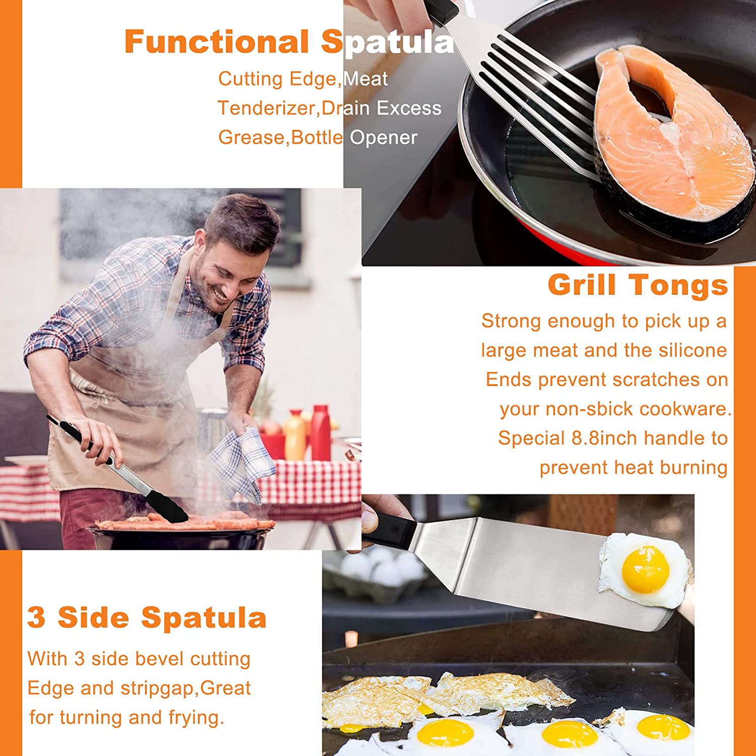 Kibhous 14-Piece Stainless Steel Griddle Accessory Kit photo 8