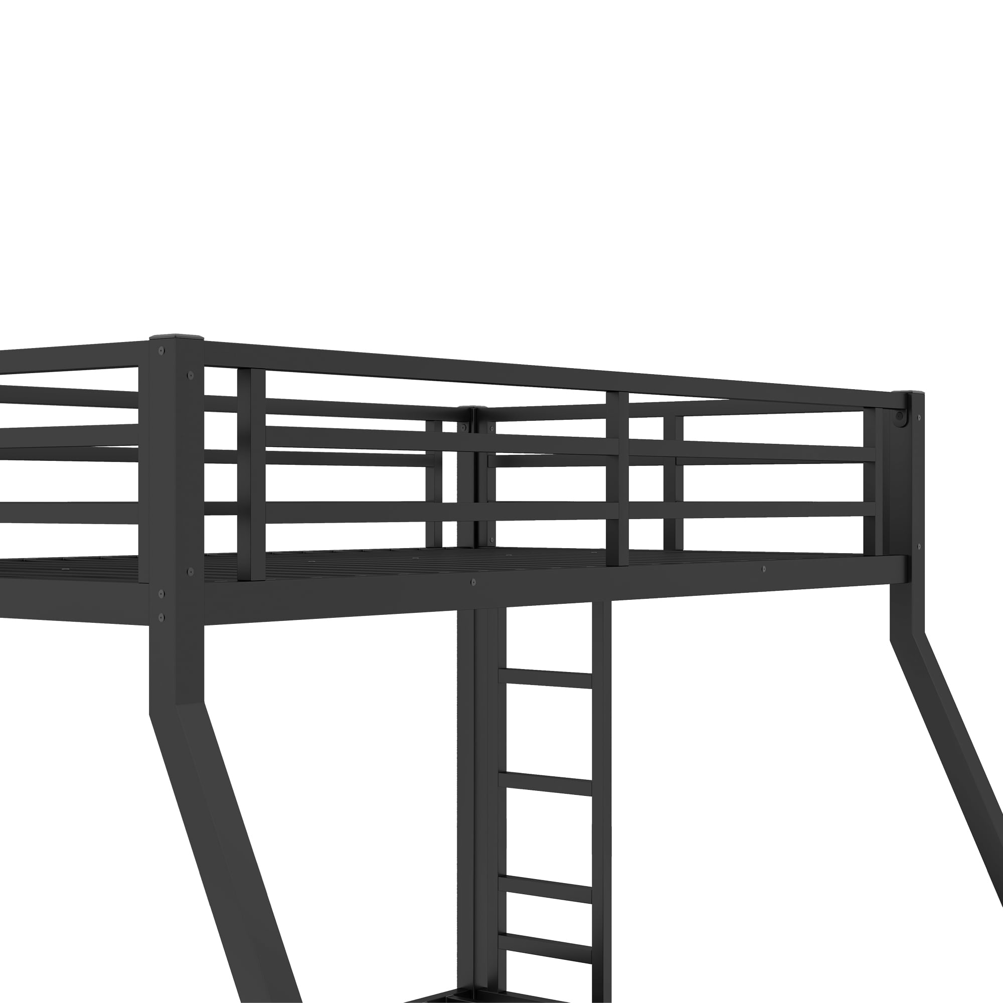Aukfa Heavy Duty Twin over Full Metal Bunk Bed with Ladders and Guardrail for Kids, Teens and Adults, Black