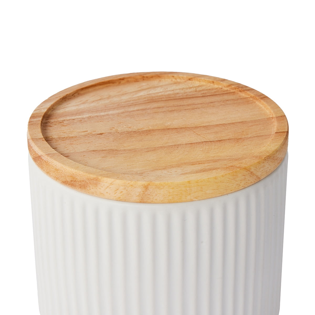 Anko Small White Ribbed Canister, Small Canister