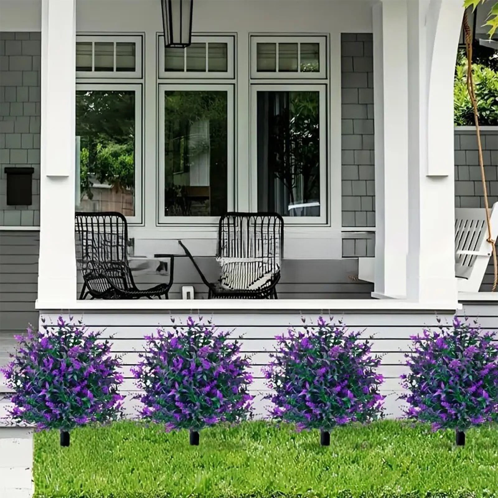 Artificial Shrubs with Stakes, Outdoor Artificial Plants, Fake Garden Shrubs, Plastic Greenery Decor, Yard Decoration Plants, Ground Stake Plants, Courtyard Decor, Simulation Shrubs
