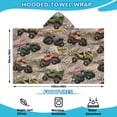 thumbnail image 2 of Brown Mud Monster Cartoon Trucks Pattern Hooded Bath Towel，60"x35" for Ages 3 To 12 Kids, Quick Dry Lightweight Soft Microfiber Hood Beach Towel Cover Up for Kids, 2 of 7