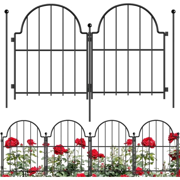 10Pcs Decorative Garden Fence, Rustproof Metal No Dig Garden Fencing Border, Total 22 in(H) x 10.83 ft(L) Outdoor Animal Barrier,Arched
