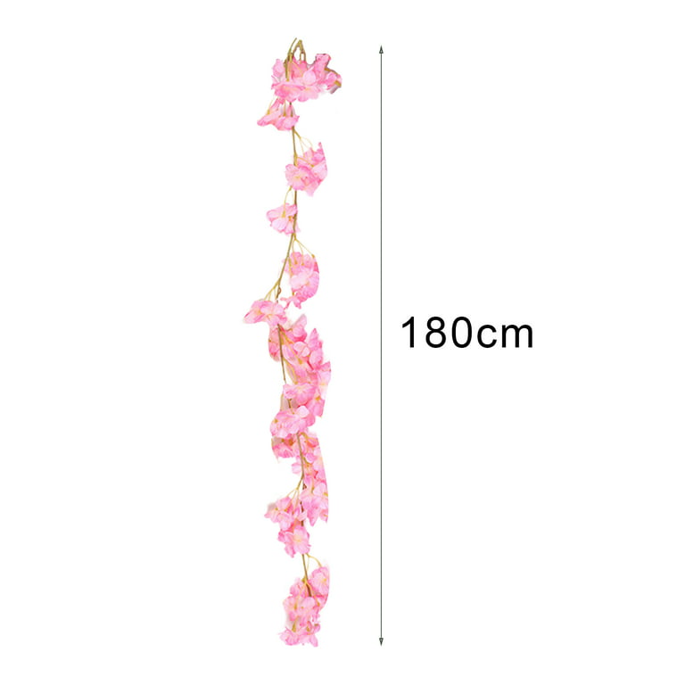 Feildoo 1PC 18 Heads Artificial Cherry Blossom Garland Hanging Vine with  Leaves, 90in Silk Garland Silk Artificial Flower Faux Sakura Garland for  Wedding Garden Arch Wall Home Party Décor, Rose Red 