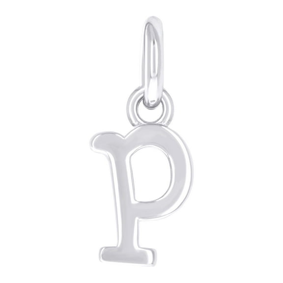 925 Sterling Silver Unisex Initial Small Alphabet P Charm Pendant for Men Women
