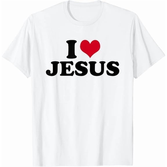 Greenink I Love Jesus I Heart Jesus Funny Jesus T-Shirt, Christian Shirt for Women Men Religious Graphic Crewneck Faith Tee