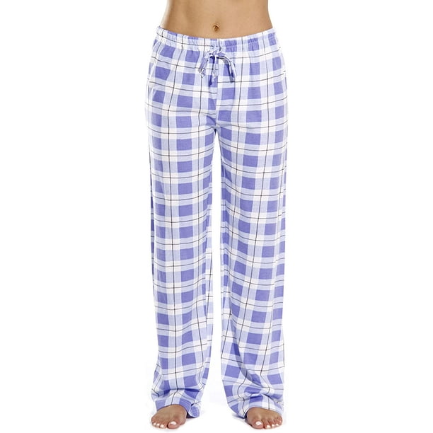 100% Cotton Jersey Women Plaid Pajama Pants Sleepwear 