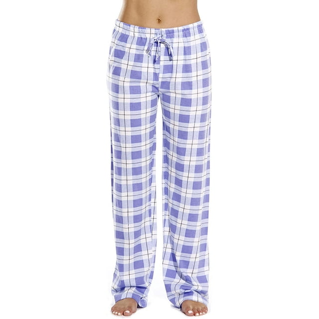 Pantalon de Pyjama à Carreaux pour Femmes en Jersey 100 % Coton Vêtements de Nuit
