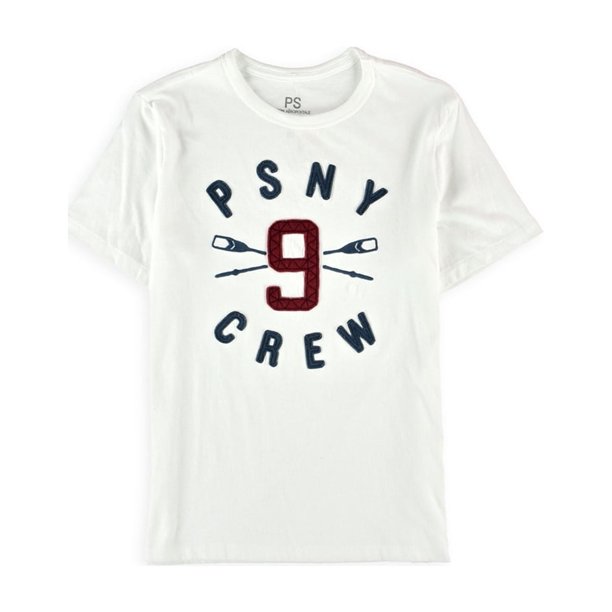 Aeropostale Boys PSNY Crew Embellecido Camiseta, Blanco, M (10)