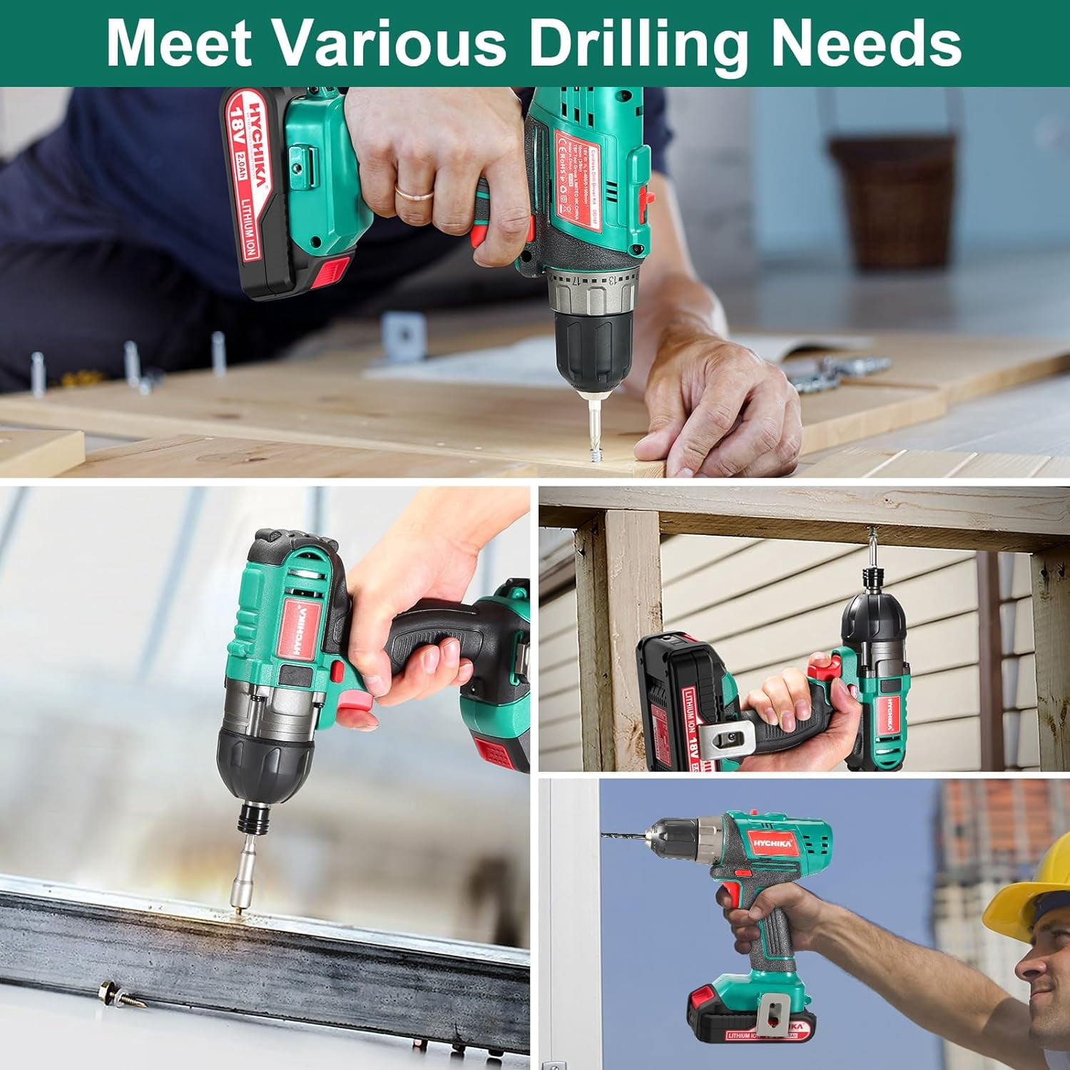 20V Cordless Drill Driver and Impact Driver Combo Kit with 2 Batteries, 50-Piece Accessories Set for Wood Metal Plastic Drilling