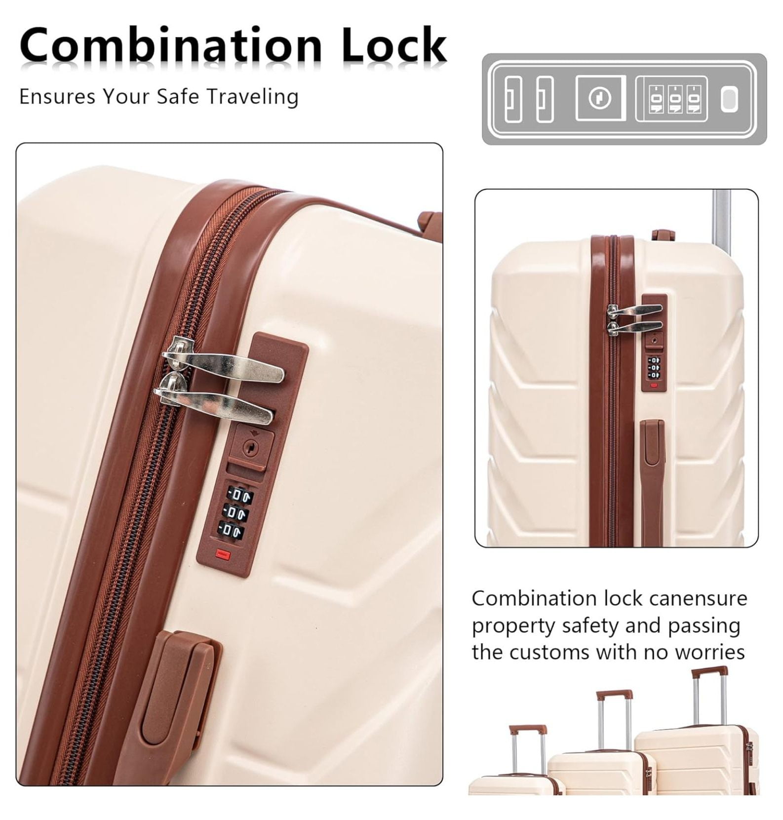 SONGMY Luggages Sets 3 Piece ABS Hardside Luggage Sets Spinner Wheels Suitcase with Lock