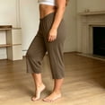 thumbnail image 3 of YUANxueke Womens Modal Capris Soft Cozy Pajama Bottoms Pants Elastic Wasit Ruffle Trim Casual Sleep Pants, 3 of 4