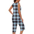 thumbnail image 5 of aohooy Pajamas Sets for Women Soft Plaid Printed Sleeveless Pjs Tank Top and Cropped Pants with Pocket Ladies Loungewear Sets 2025 Light Blue,M, 5 of 5