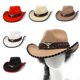 thumbnail image 2 of Western Cowboy Hat for Adult Wide Brims Cowboy Hat Elegant Music Festival Hat Masquerades BullHeads Belt Hat Headwear White, 2 of 4