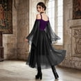 thumbnail image 6 of Women Gothic Witch Maxi Dress, Off Shoulder Sheer Flare Long Sleeve Lace Up Vintage Gown, Floor Length Renaissance Costume Dress for Halloween Cosplay Themed Party 5XL, 6 of 7