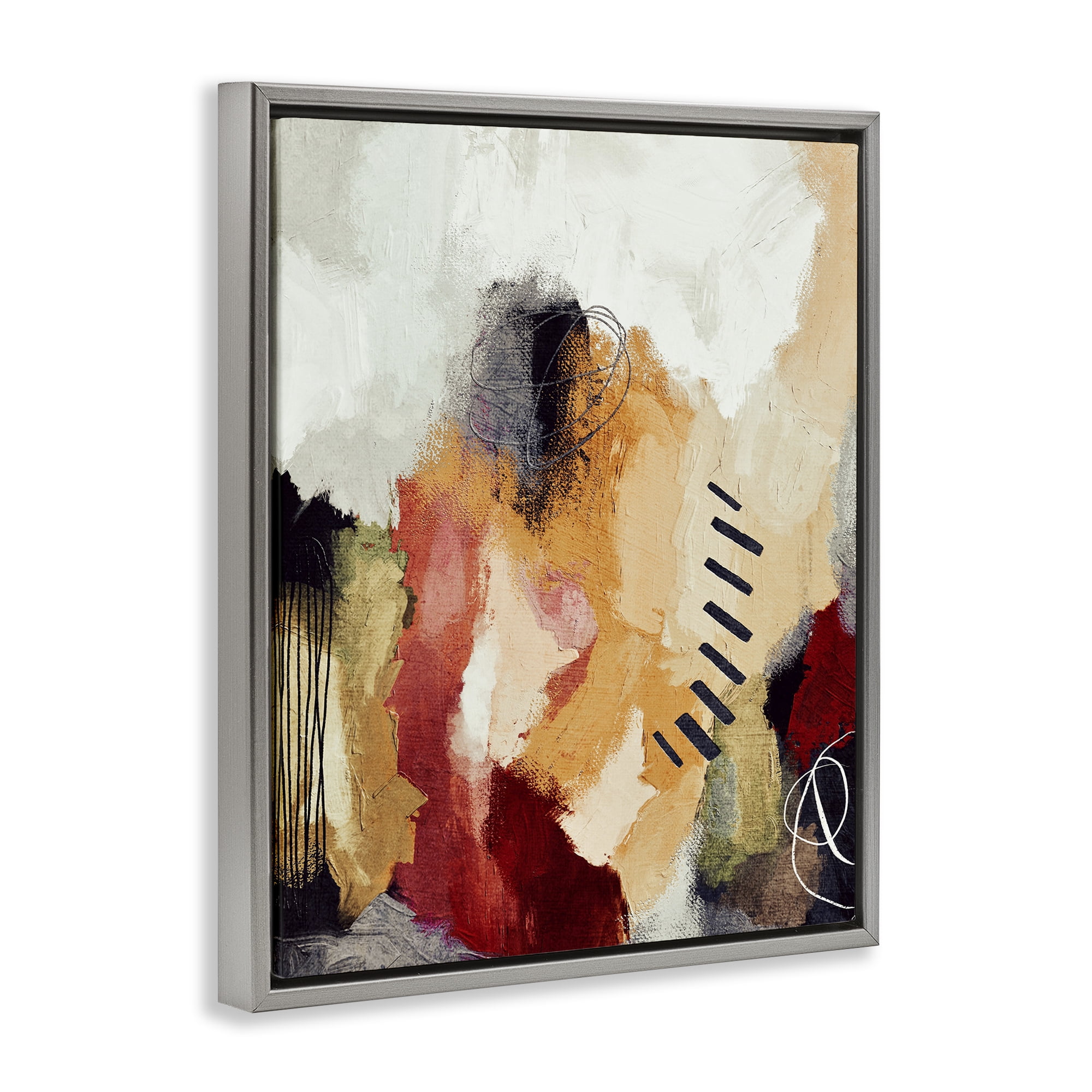 Stupell Industries Abstract Southwestern Pattern Abstract Painting Gray Floater Framed Canvas Art Print Wall Art, 25 x 31