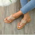 thumbnail image 6 of ZTTD Women Flat Sandals Summer Boho Rhinestone Dress Shoes Comfort Open Toe Elastic Ankle Strap Strapless Sandals Roman Sandals Khaki, 6 of 6