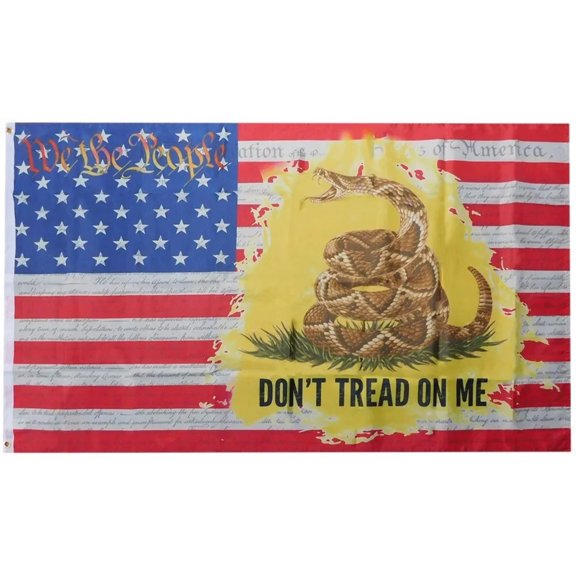 3x5 WTP Gadsden Live Snake American DTOM 3'x5' 100D Woven Poly Nylon Flag Banner