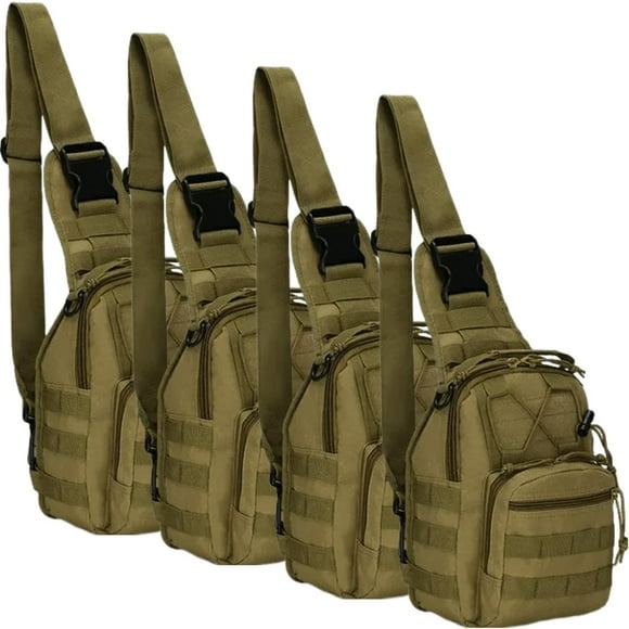 Mochila de pecho VentDepot UrbanBackBrown 4Pzas Capacidad 5 kilos Táctica de Hombro Tela Militar Oxford 600D Cierre Cremallera Caf