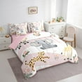 thumbnail image 3 of Homewish Cute Elephant Giraffe Twin Bedding Sets 7-Piece, Kawaii Zoo Animal Bedding Comforter Set, Pink Flower Floral Reversible Sheet Sets, Lightweight Room Decor, 3 of 7