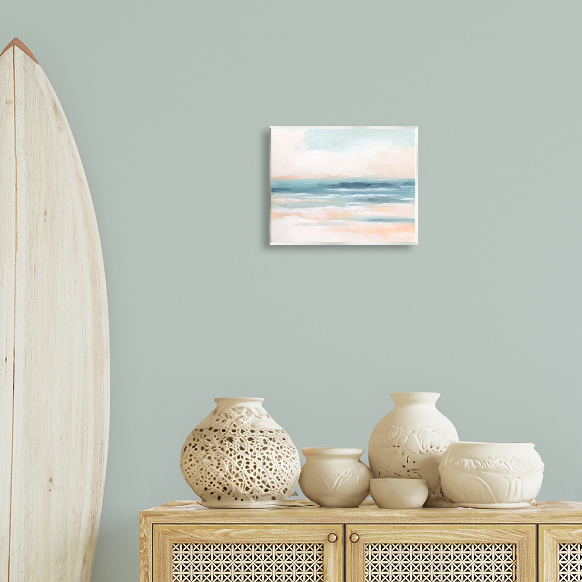 Stupell Industries Pastel Beach Coast Landscape Painting Unframed Art Print Wall Art, 14 x 11
