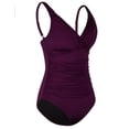 thumbnail image 6 of Hilor Women's One Piece Swimsuits Pin Tucked Surplice Swimwear Tummy Control Bathing Suits Monokinis, 6 of 10
