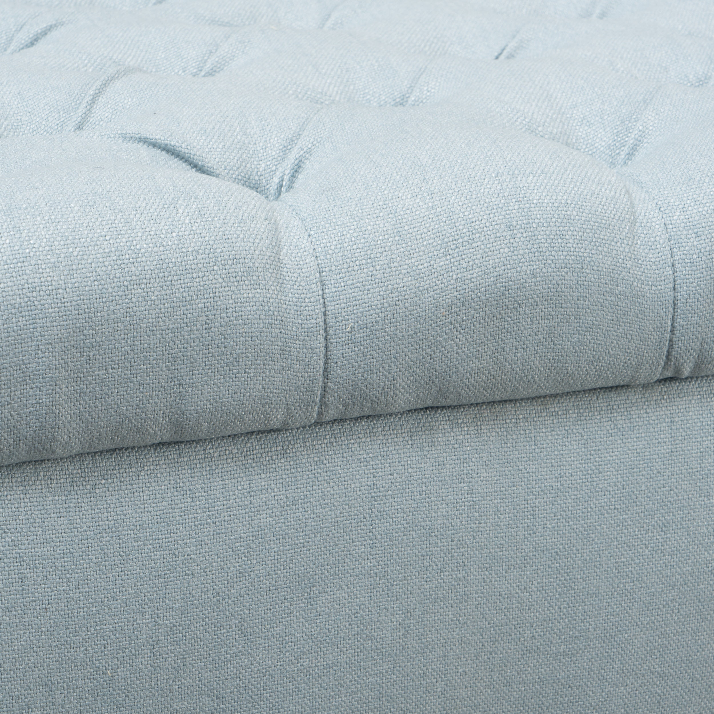 Noble House Sheffield Contemporary Rolled Arm Fabric Storage Ottoman Bench, Light Sky and Dark Brown
