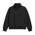 thumbnail image 3 of ZBSOKO Girls' Sweatshirts Quarter Zip Pullover Warm Sweatshirt Turn Down Collar Loose Fit Solid Color Winter Tops Sizes 5-15 Years, 3 of 7