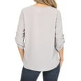 thumbnail image 3 of Women's Casual Round Neck Top Blouse with Roll Tab Sleeve, 3 of 6