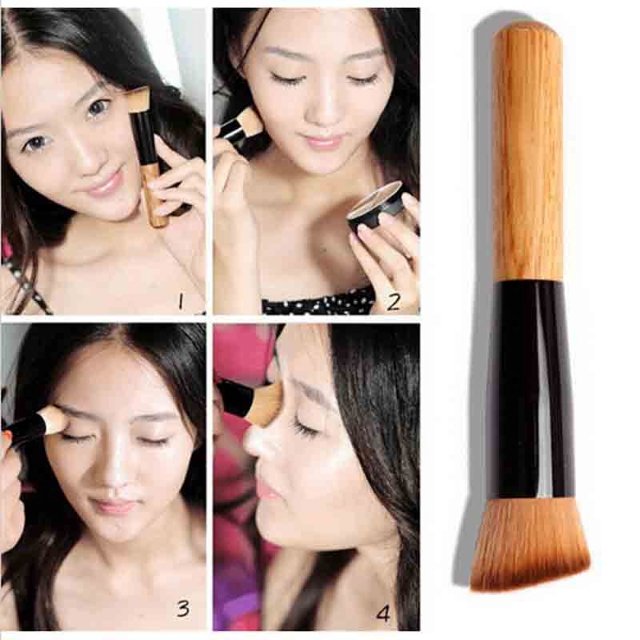 HBFAGFB Foundation Brush with Wooden Handle Powder Concealer Liquid Make up Applicator Yellow
