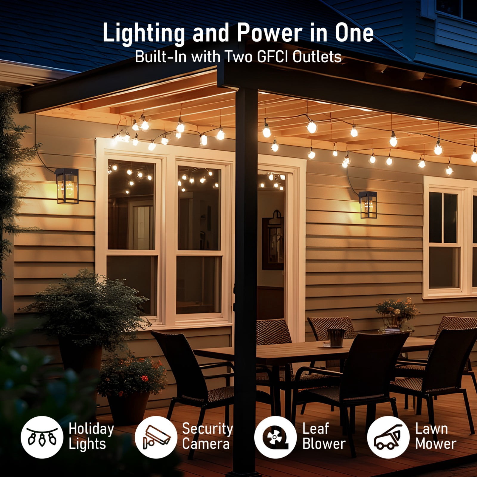 4 Pack Dusk to Dawn Outdoor Rectangular Wall Sconce with GFCI Outlet, E26 Base Exterior Wall Light, Max 60W, Waterproof Wall Mounted Porch Light