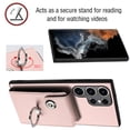 thumbnail image 6 of Wallet Case Compatible for Samsung Galaxy S24 Ultra with Card Holder, Rotation Finger Ring Kickstand Card Slots Case, Classic PU Leather Shockproof Magnetic Button Cover for Galaxy S24 Ultra, Pink, 6 of 7