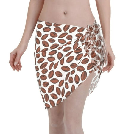 Qekee Coffee Rugby Women s Short Sarongs Cover Ups Sheer Bikini Wraps for Swimwear