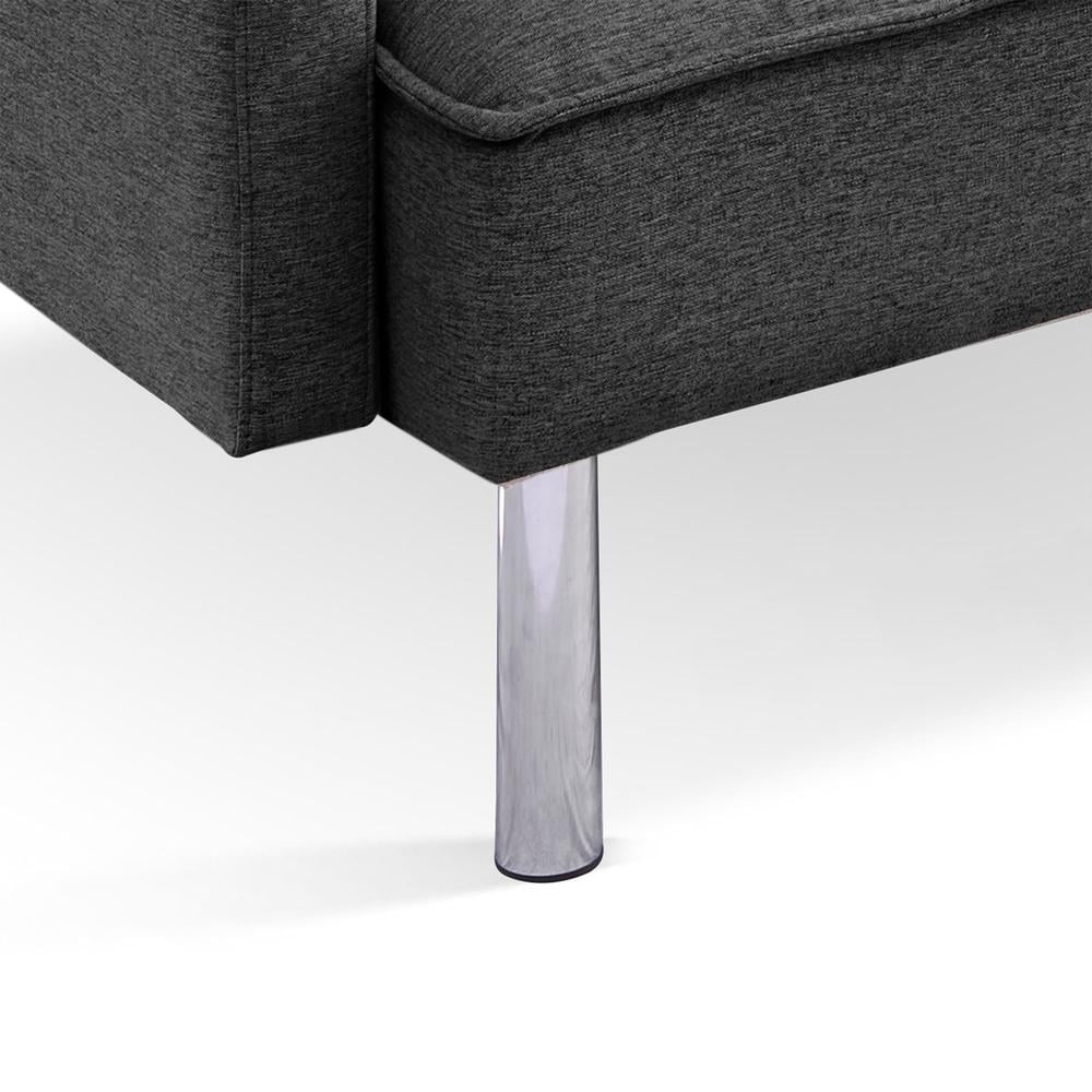 Tufted Futon Convertible Sofa Sleeper with Two Throw Pillows in Dark Grey Velvet